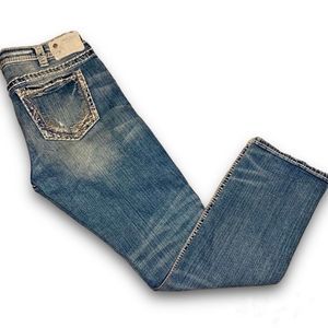 SILVER Suki Mid Rise Straight Jeans in Medium Wash with Fading (Size 30)